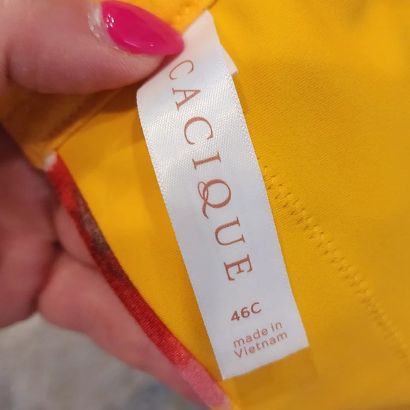 Cacique Full Coverage Underwire Back Smoother Yellow Floral Bra 46C - Picture 3 of 12